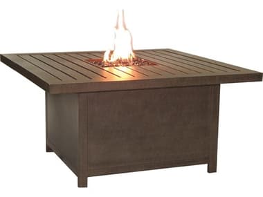 Castelle Moderna Cast Aluminum 52 x 36 Rectangular Coffee Table with Firepit and Lid PFPRF32WL