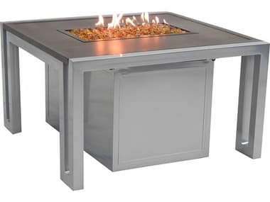 Castelle Icon Firepit Cast Aluminum 32 Square Coffee Table with Lid PFRSF32WL