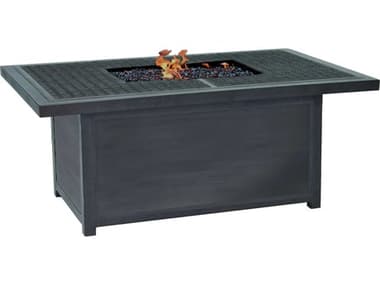Castelle Altra Firepit Aluminum 52 x 36 Rectangular Classical Coffee Table with Firepit and Lid PFTRF32WL