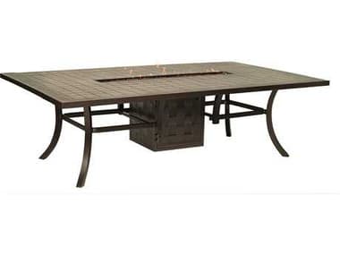 Castelle Classical Cast Aluminum 108 x 54 Rectangular Dining Table with Firepit and Lid PFVRF108WL