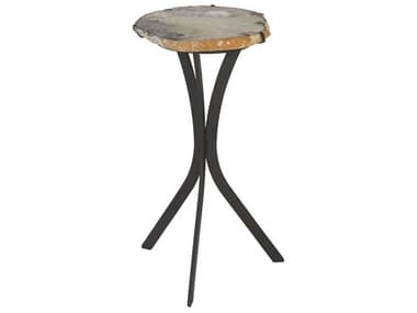Phillips Collection 9" Round Stone Agate Iron End Table PHCBR94182