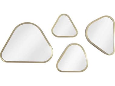 Phillips Collection Brushed Brass Pebble Mirrors Metal Wall Art (Set of 4) PHCCH97807