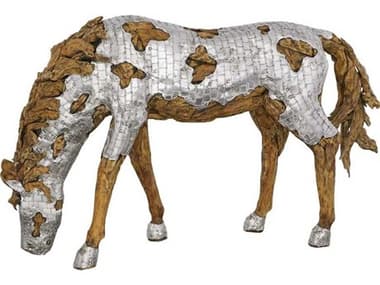 Luxecor Silver Brown Grazing Mustang Horse Woodland Sculpture LXCFLO32824