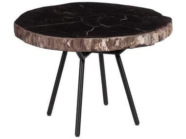 Phillips Collection Elements Petrified 23" Round Wood Black Brown Coffee Table PHCID114670
