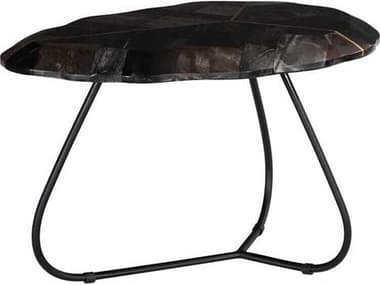 Phillips Collection Mosaic Leaf Petrified 27" Wood Natural Black Gold Coffee Table PHCID116040