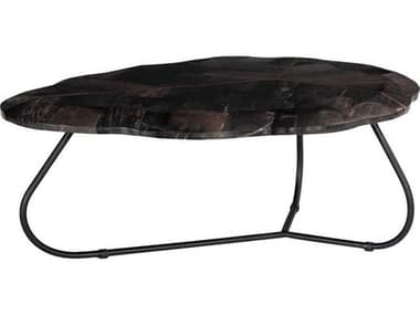 Phillips Collection Mosaic Leaf Petrified 36" Wood Natural Black Gold Coffee Table PHCID116041