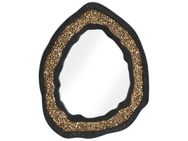 Phillips Collection Black and Gold Matte 29''W x 36''H Oval Wall Mirror PHCPH104149