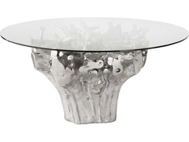 Phillips Collection 60" Round Glass Silver Leaf Dining Table PHCPH104330