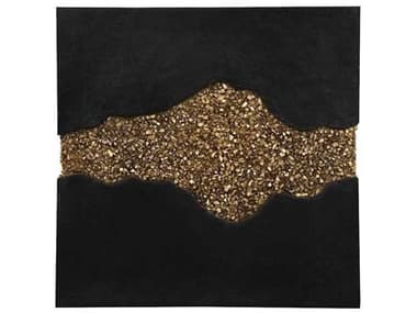 Phillips Collection Black and Gold Geode Texture Panel 3D Wall Art PHCPH105375