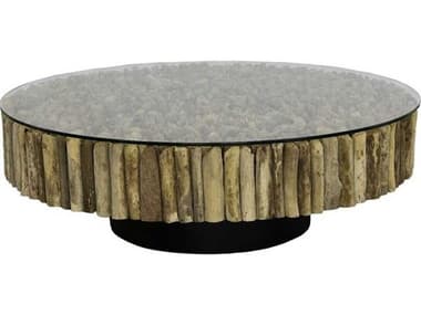 Phillips Collection Manhattan 51" Round Glass Brown Black Coffee Table PHCPH112234