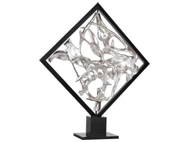 Phillips Collection Silver Leaf Black Cast Revolving Diamond Sculpture PHCPH115007