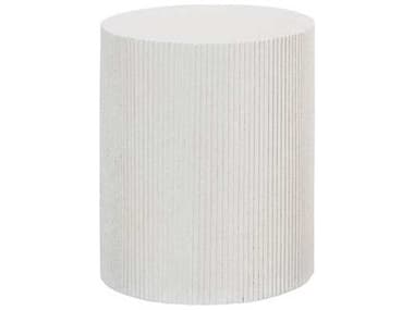 Luxecor Groovy Round Resin White Stone End Table LXCFLO32281