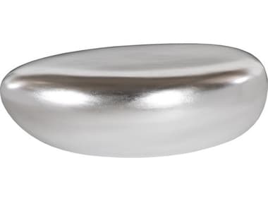 Phillips Collection River Stone 42&quot; Oval Silver Leaf Coffee Table PHCPH57484