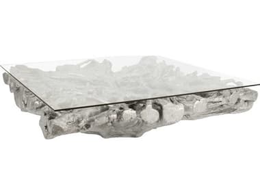 Luxecor Square Glass Silver Leaf Coffee Table LXCFLO32301