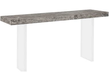 Phillips Collection 60" Rectangular Wood Gray Stone Acrylic Console Table PHCTH100570