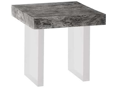 Phillips Collection 24" Square Wood Gray Stone Acrylic End Table PHCTH100572