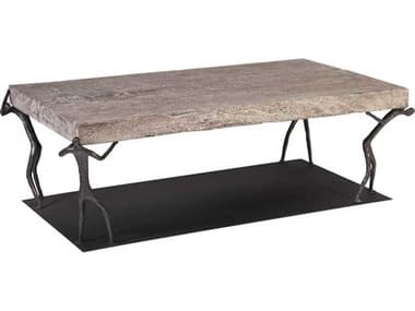 Phillips Collection 55" Rectangular Wood Gray Stone Black Coffee Table PHCTH100838