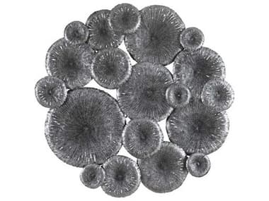 Phillips Collection Lotus Collage Round Silver/Black Metal Wall Art PHCTH100852