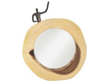 Phillips Collection Natural / Black 12'' Round Wall Mirror PHCTH101640
