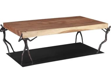 Phillips Collection 55" Rectangular Wood Natural Black Coffee Table PHCTH101825