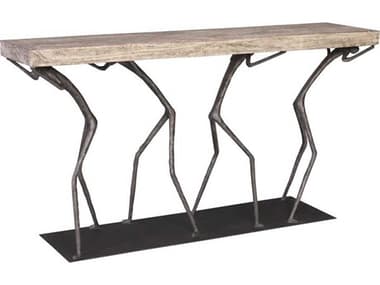 Phillips Collection 60&quot; Rectangular Wood Gray Stone Black Console Table PHCTH101826