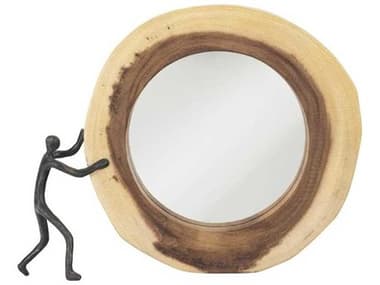 Phillips Collection Natural / Black 15'' Round Wall Mirror PHCTH102267