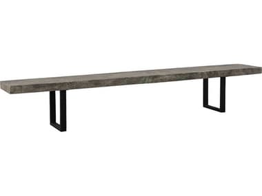Phillips Collection Origins Straight Edge 96" Gray Stone Black Accent Bench PHCTH108709