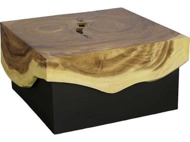 Phillips Collection Overflow 33" Square Wood Natural Black Brown Coffee Table PHCTH110323