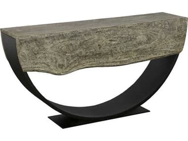 Phillips Collection Arc 60" Rectangular Wood Gray Stone Black Console Table PHCTH113015