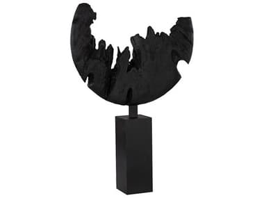 Luxecor Broken Moon Black Wash Resin Sculpture LXCFLO32346