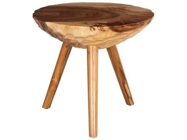 Phillips Collection Origins Indent Round Wood Natural Brown End Table PHCTH115366