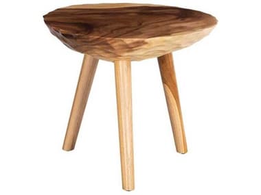 Phillips Collection Indent Round Wood Natural Brown End Table PHCTH115367