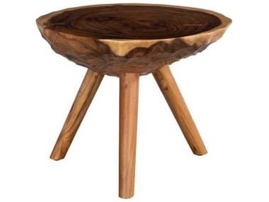 Phillips Collection Indent 22" Round Wood Natural Brown End Table PHCTH115368