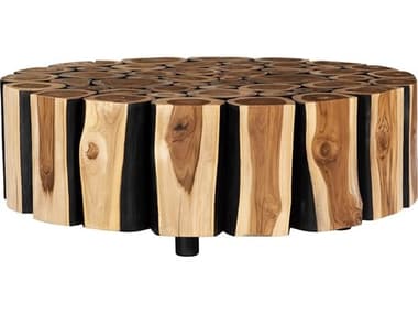 Phillips Collection Round Wood Natural Charred Coffee Table PHCTH81392