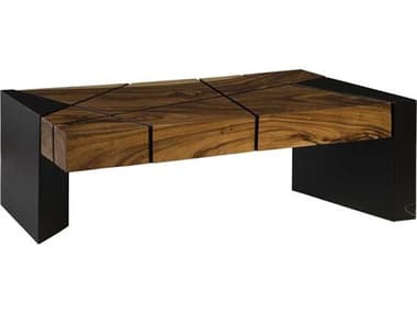 Phillips Collection 50" Rectangular Wood Natural Black Coffee Table PHCTH84117