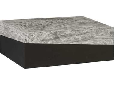 Phillips Collection 48" Rectangular Wood Gray Stone Black Coffee Table PHCTH97558