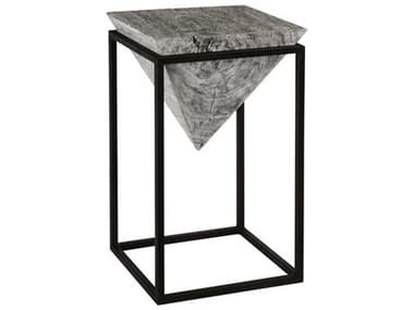 Phillips Collection 14" Square Wood Gray Stone Black End Table PHCTH99492