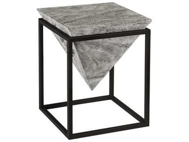 Phillips Collection 14" Square Wood Gray Stone Black End Table PHCTH99493