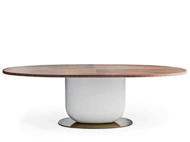 Pianca Ettore 94" Oval Wood Walnut Fog Grey Glossy Bronze Dining Table PIA12010000010300