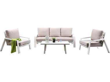 Panama Jack Outdoor Mykonos Aluminum Cushion 4 Piece Lounge Set PJPJO2401WHT4PS