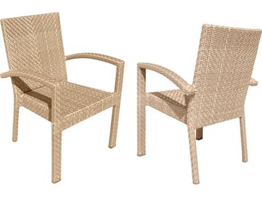 Panama Jack Outdoor Austin Aluminum Wicker Honey Stackable Dining Arm Chair Set of 2 PJPJO3801NATACSET2