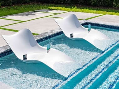 Panama Jack Set of 2 Wave In-Pool Outdoor Patio Chaise Lounger PJPJO5300WHT2CL