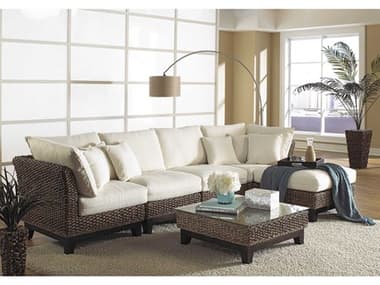 Panama Jack Sunroom Sanibel Wicker Cushion 6 Piece Sectional Lounge Set PJPJS1001ATQ6SECGL