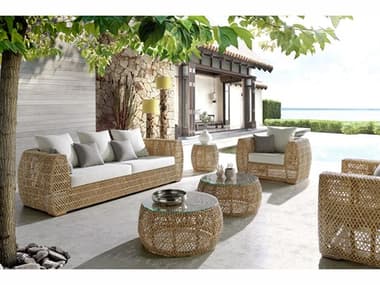 Panama Jack Sunroom Sumantra Rattan Wicker 5 Piece Lounge Set PJPJS1701HON5PS