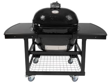 Primo Oval Large Charcoal Grill with Stainless Steel Cart and Island Top PMPGCLGHPG00311