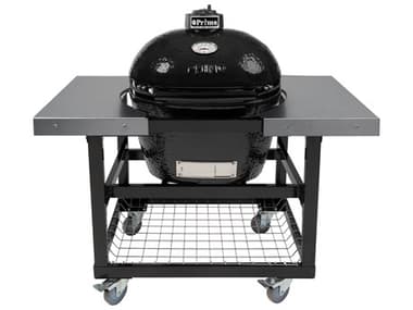Primo Oval Large Charcoal Grill with Stainless Steel Cart and Shelves PMPGCLGHPG00370