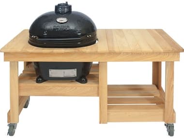 Primo Oval Large Charcoal Grill with Cypress Countertop Table PMPGCLGHPG00613