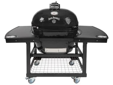 Primo Oval XL Jack Daniels Edition Charcoal Grill with Cart and Jack Daniels Island Top PMPGCXLHJPG00911PG00368