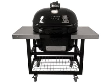 Primo Oval XL Charcoal Grill with Stainless Steel Cart w/ Shelves PMPGCXLHPG00370