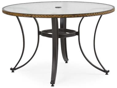Watermark Living Cape Town Aluminum 48'' Round Black Dining Table with Glass Top PS3248